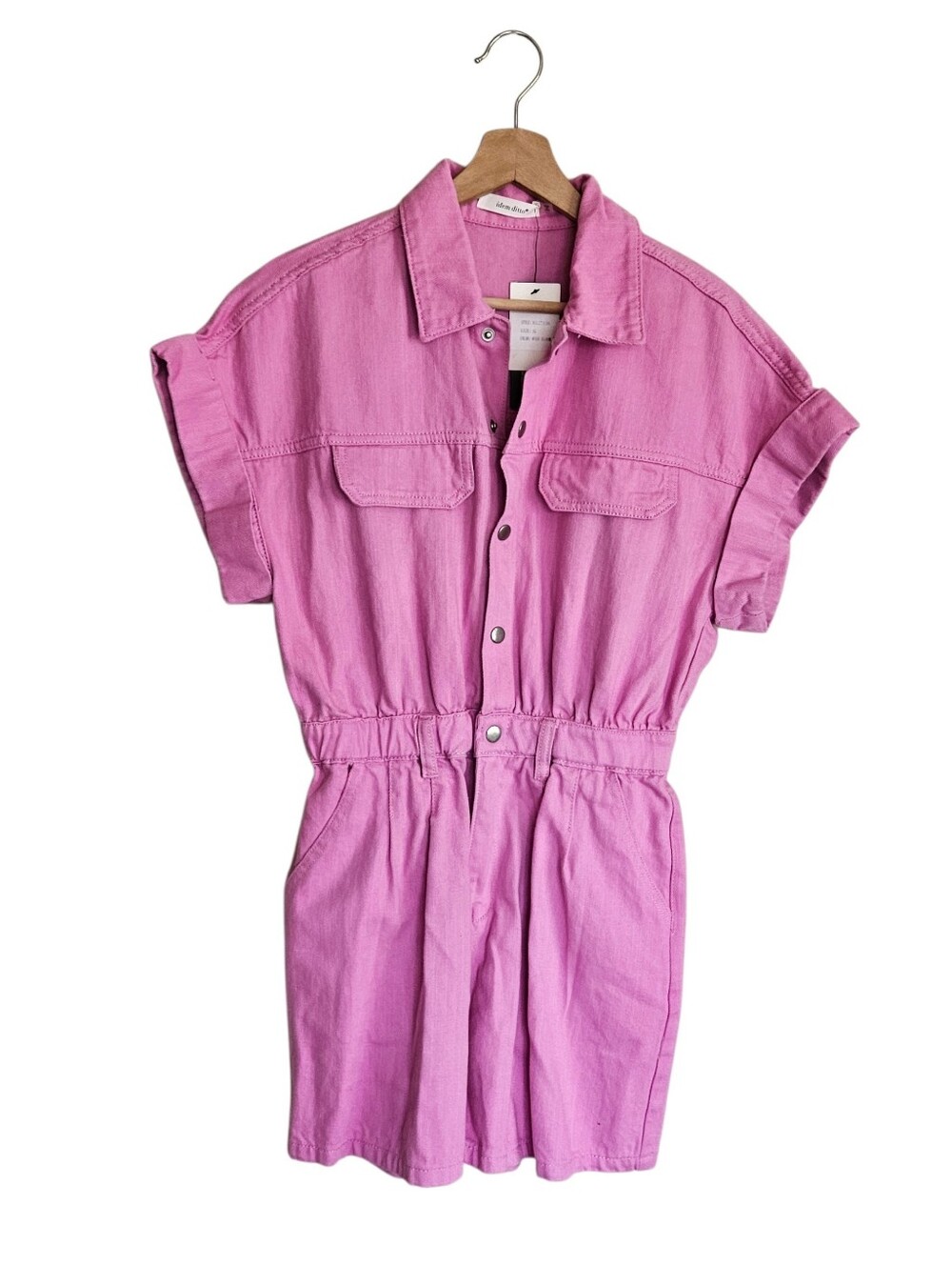 Idem Ditto Romoer Button Front Pink Utility Style Boho Dopamine